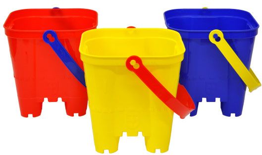 24x 15cm Square Sand Castle Bucket In Assorted Colours