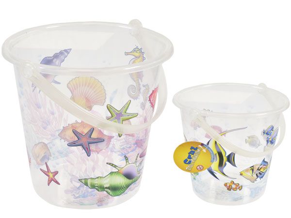 Nalu 7''/17.5cm Transparent Sealife Print Bucket, Assorted Picked At Random
